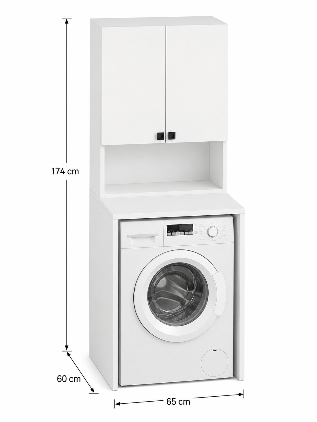 SUSA Çamaşır Makinesi Üst Dolabı | Çok Amaçlı Banyo ve Çamaşır Odası Düzenleyici | Raflı Kapaklı Depolama Dolabı