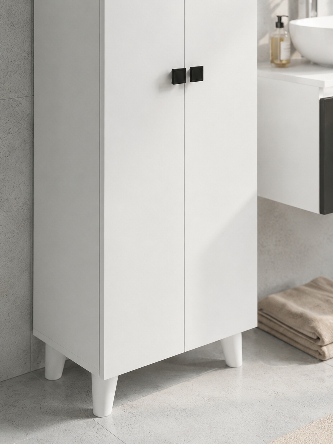LİMA Çok Amaçlı Banyo ve Temizlik Dolabı | Paspas Mop Bölmeli | Kapaklı Depolama Dolabı