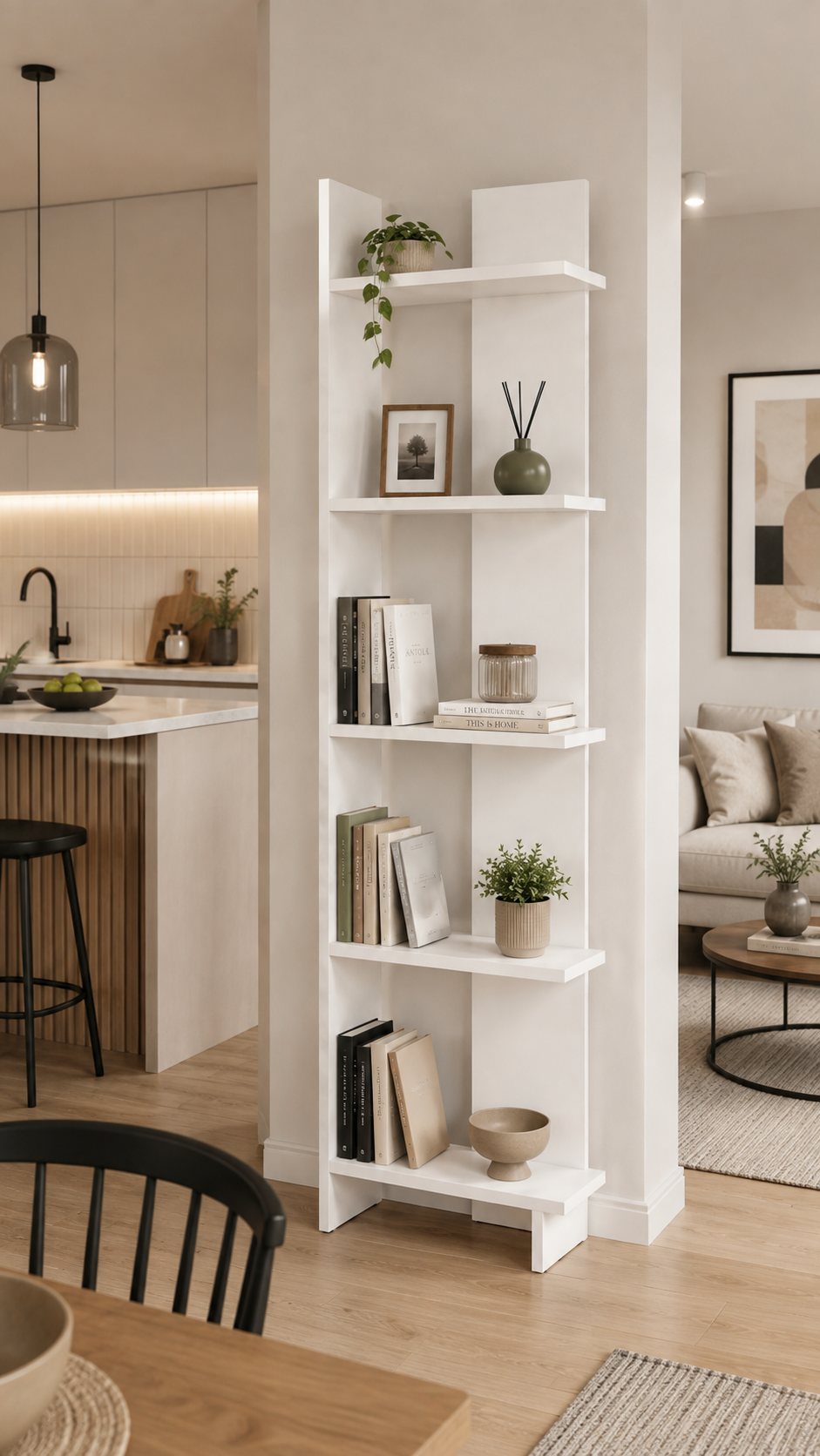 ANDES Dekoratif Kitaplık ve Çok Amaçlı Raf Ünitesi | Modern Salon Kitaplığı | Açık Raf Sistemi