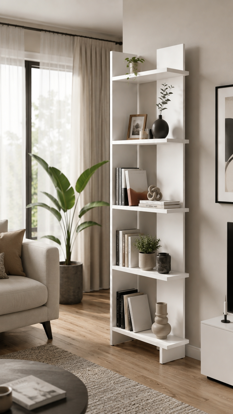 ANDES Dekoratif Kitaplık ve Çok Amaçlı Raf Ünitesi | Modern Salon Kitaplığı | Açık Raf Sistemi