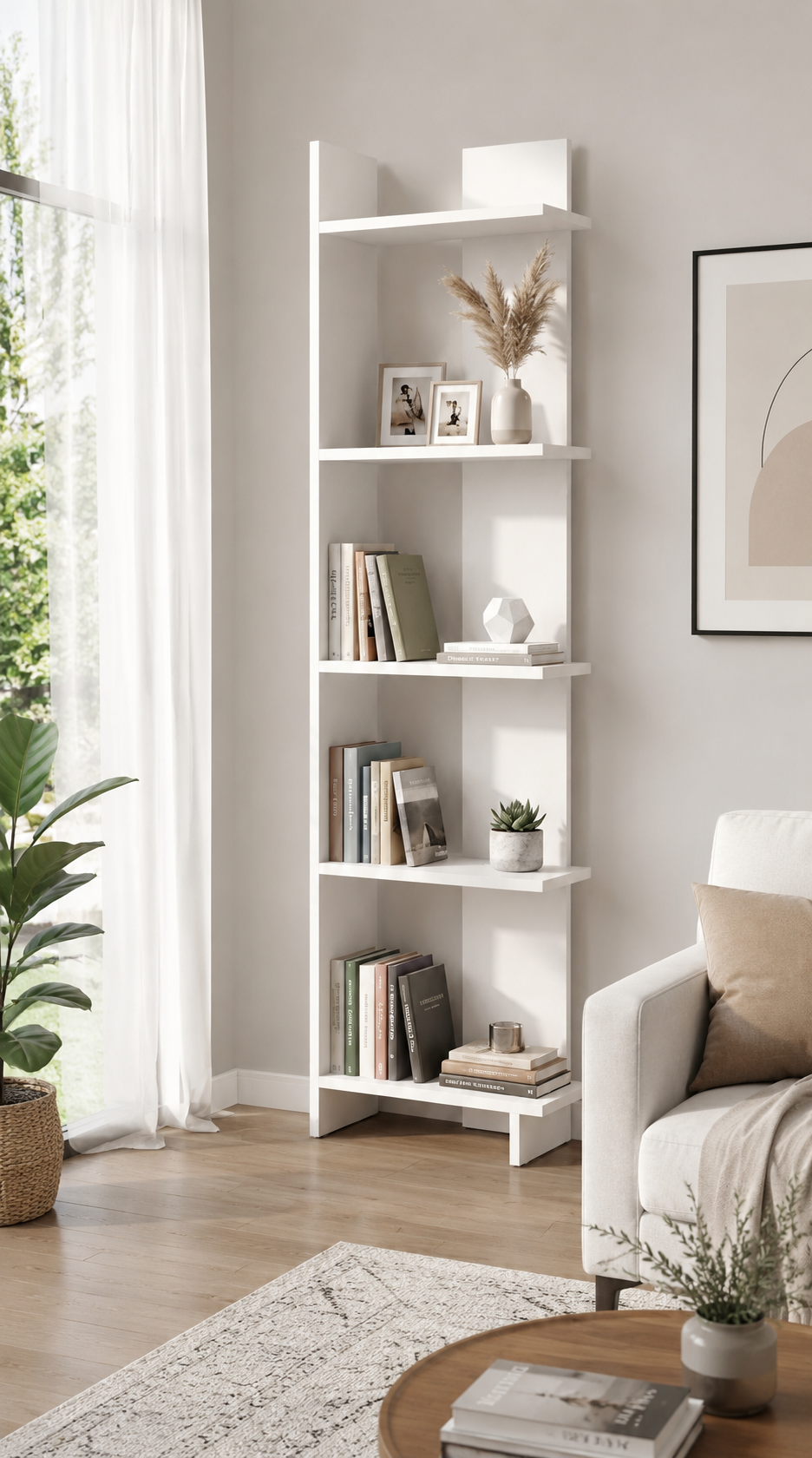 ANDES Dekoratif Kitaplık ve Çok Amaçlı Raf Ünitesi | Modern Salon Kitaplığı | Açık Raf Sistemi