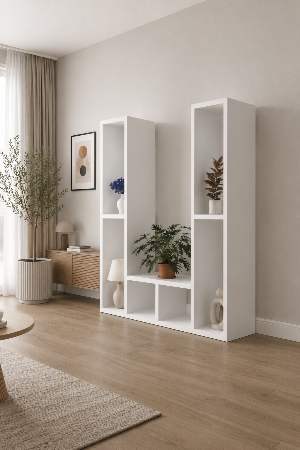 OSLO İkili Modüler Çok Amaçlı Dikey Raf Ünitesi | Çiçeklik | Kitaplık | Konsol | Dekoratif Düzenleyici | Dresuar | TV Ünitesi