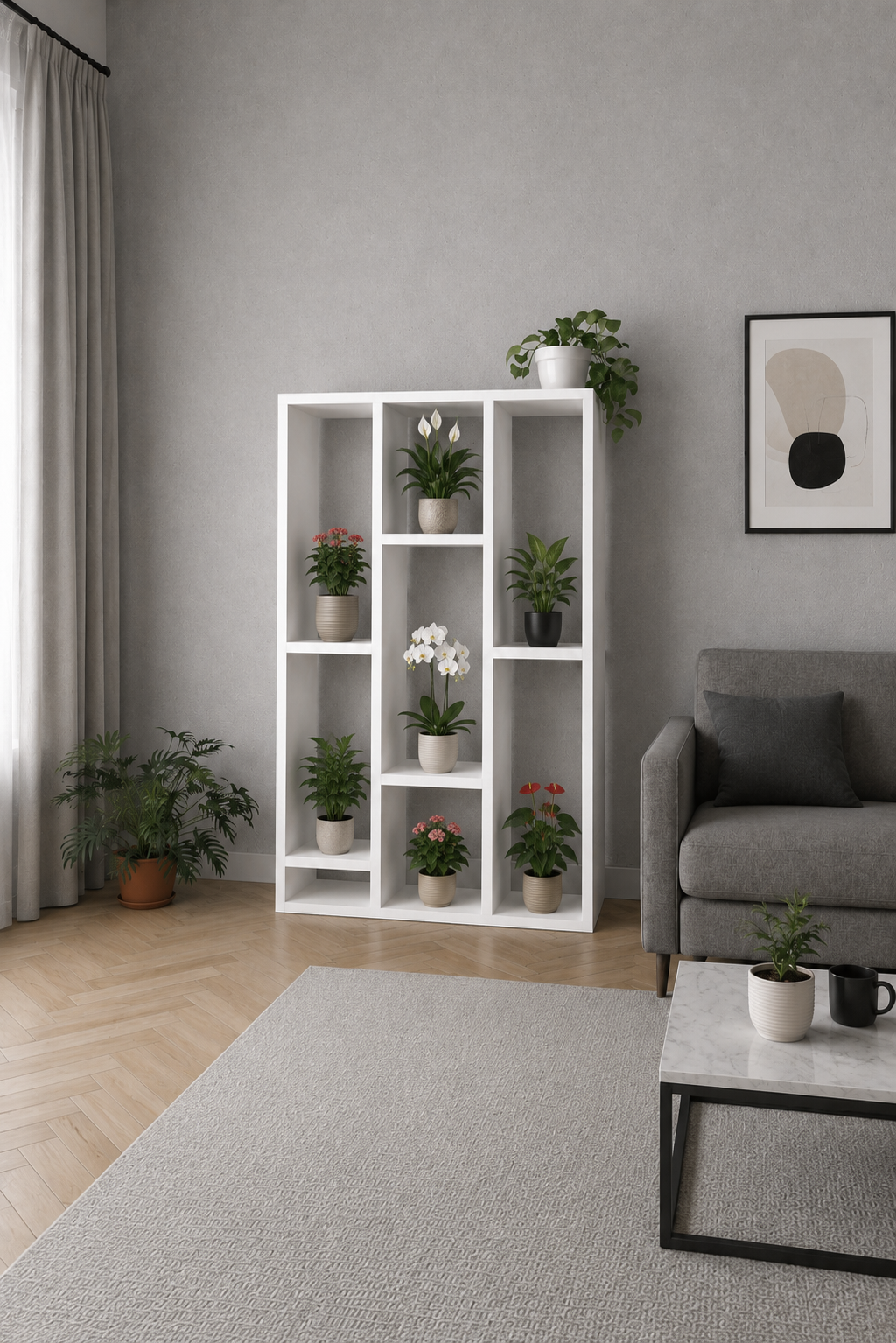 OSLO Beyaz İkili Modüler Çok Amaçlı Raf Ünitesi | Çiçeklik | Kitaplık | Konsol | TV Ünitesi | Dresuar | Dekoratif Düzenleyici