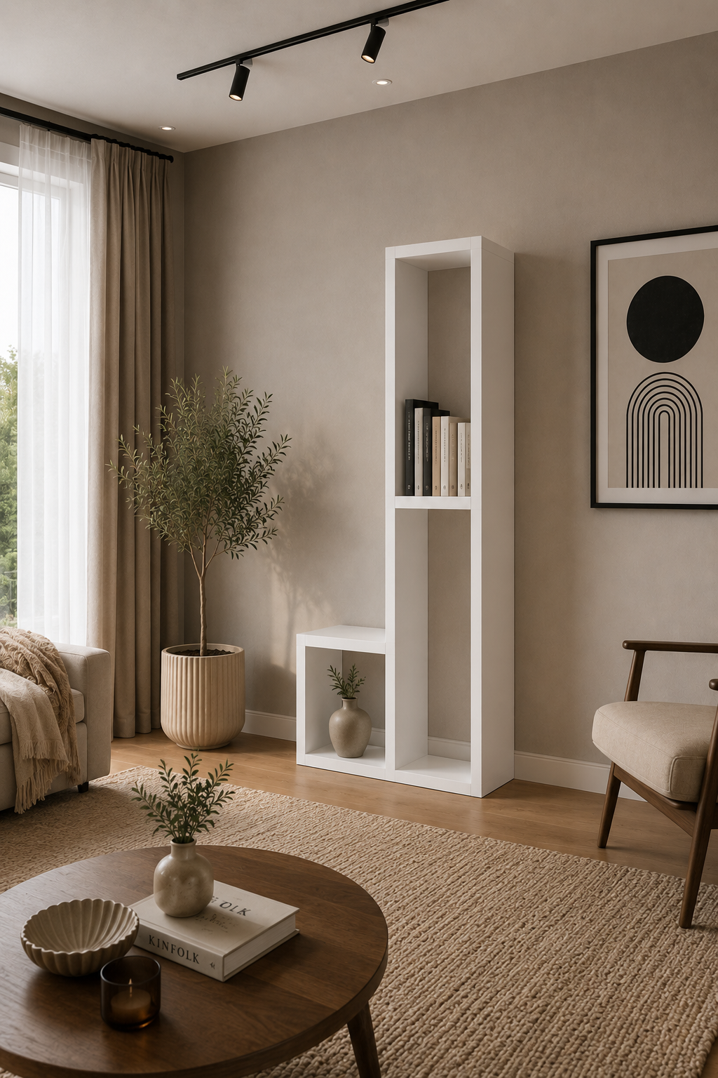 OSLO Beyaz Modüler Çok Amaçlı Dikey Raf Ünitesi | Çiçeklik | Kitaplık | Konsol | Dekoratif Düzenleyici | TV Ünitesi