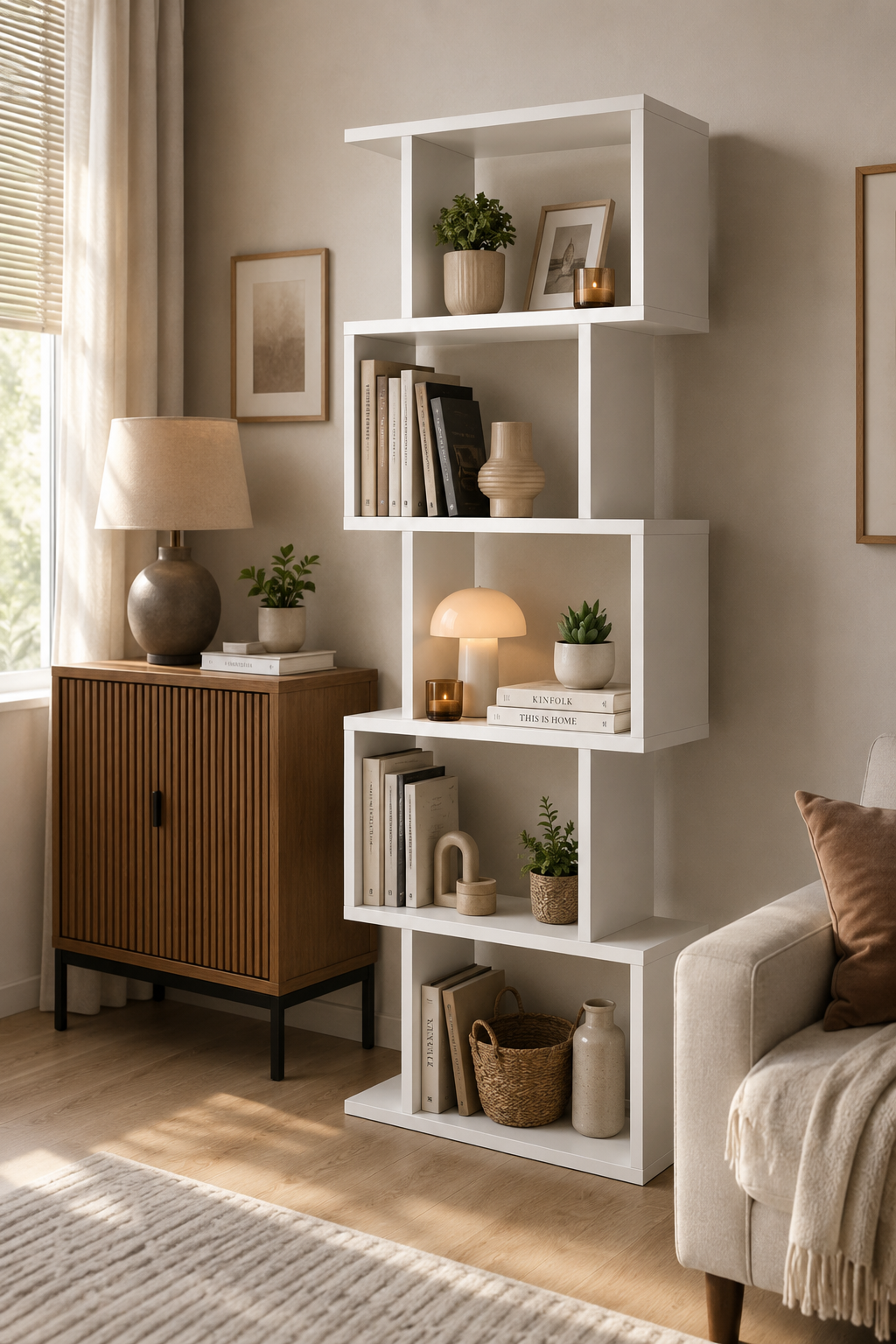 TULSA Dekoratif Kitaplık ve Çok Amaçlı Raf Ünitesi | Modern Salon ve Ofis Kitaplığı