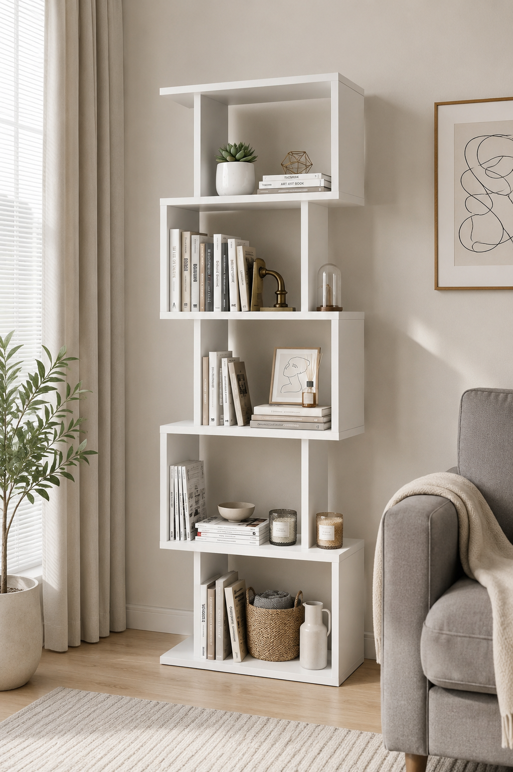 TULSA Dekoratif Kitaplık ve Çok Amaçlı Raf Ünitesi | Modern Salon ve Ofis Kitaplığı