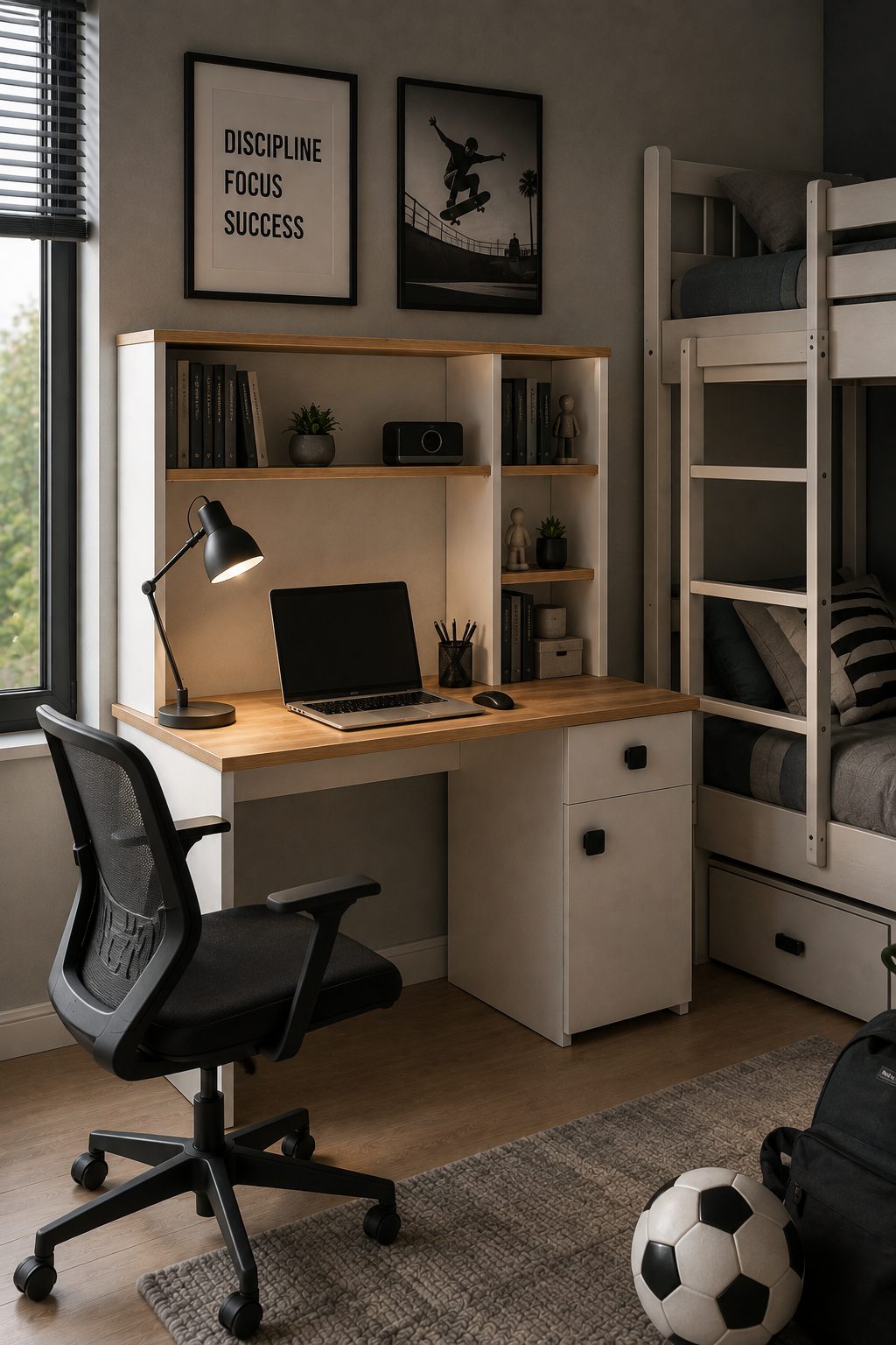 GİZA Ceviz Çalışma Masası | Raflı | Çekmeceli | Kapaklı Depolama Alanlı | Öğrenci ve Home Office Bilgisayar Masası