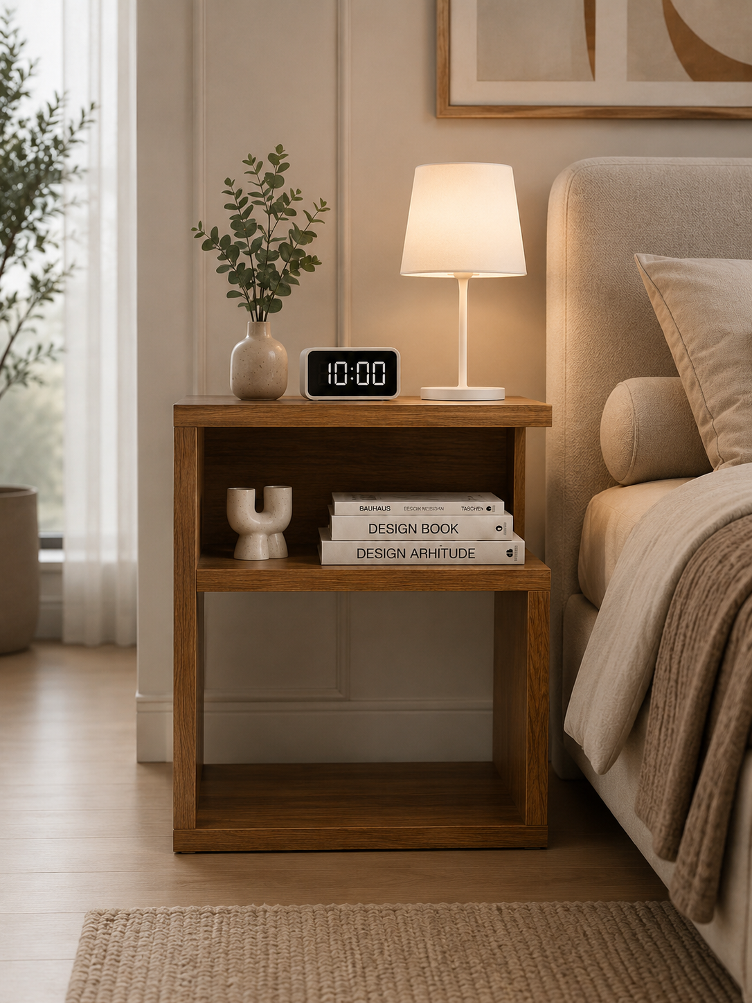 MİNO Ceviz Komodin | Modern Yan Sehpa | Başucu Dolabı | Koltuk Yanı Sehpası | Çok Amaçlı Komodin