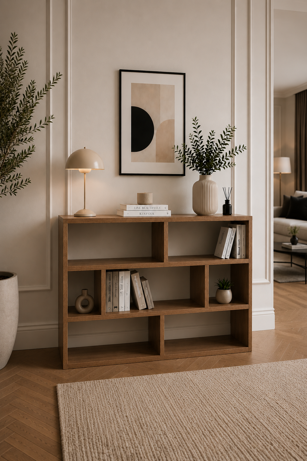 OSLO Ceviz İkili Modüler Çok Amaçlı Yatay Raf Ünitesi | Dresuar | Kitaplık | Konsol | Dekoratif Düzenleyici | TV Ünitesi | Çiçeklik
